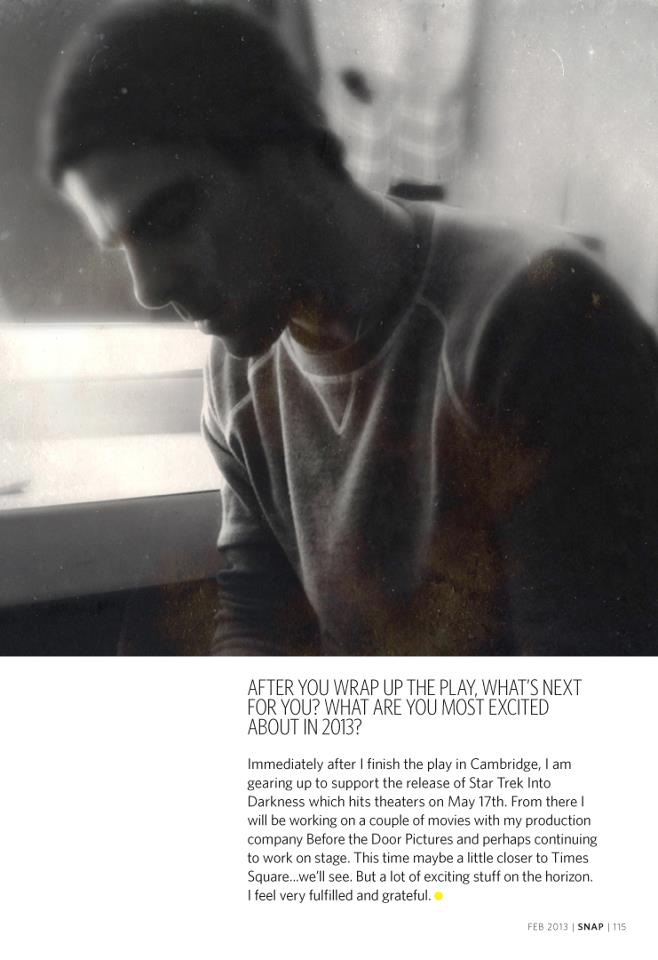 Zachary Quinto @ Snap Magazine February 2013