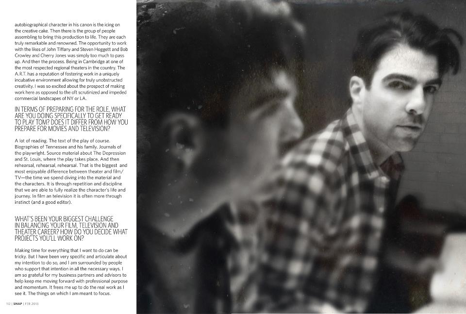 Zachary Quinto @ Snap Magazine February 2013