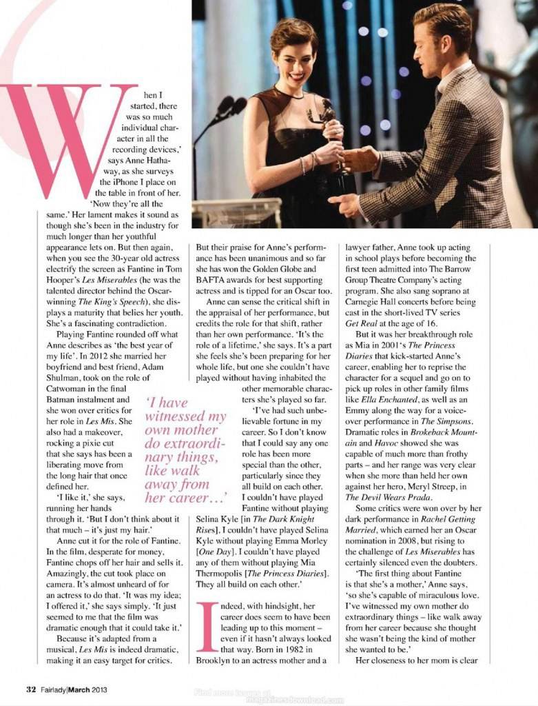 Anne Hathaway @ Fairlady March 2013