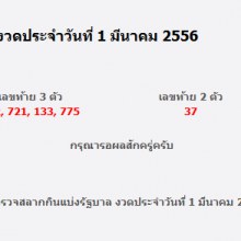 ผลสลากกินแบ่งรัฐบาล งวดประจำวันที่ 1 มีนาคม 2556