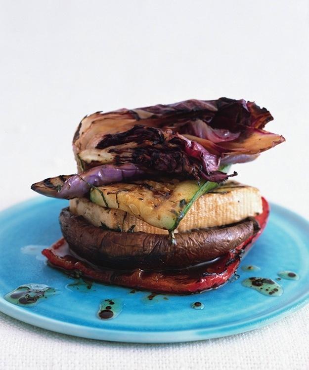 Grilled Veggie and Tofu Stack with Balsamic and Mint