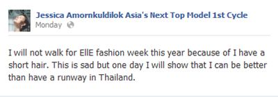 เจสสิก้า อมรกุลดิลก โดนแบนงานแอล แฟชั่นวีค เหตุผมสั้นเกิน