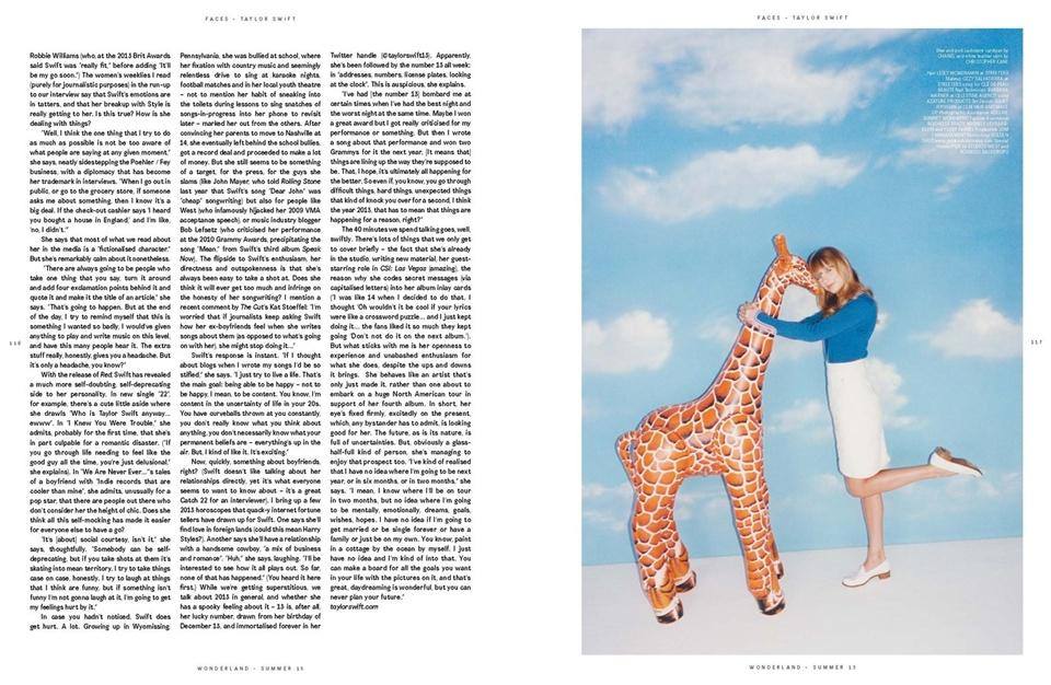 Taylor Swift @ Wonderland April/May 2013