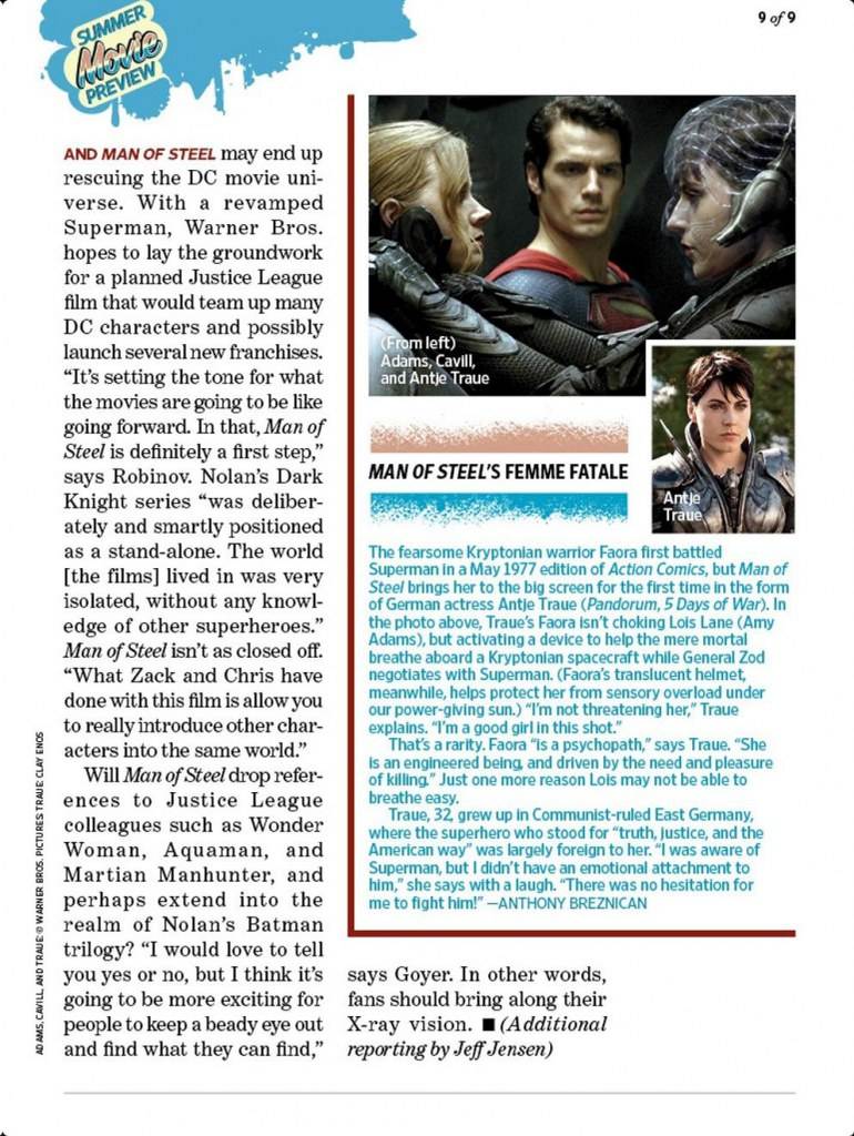 Man of Steel @ Entertainment Weekly #1255/1256 April 2013