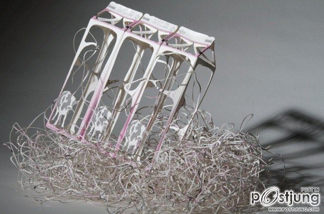 Mari Kamei cuts everyday objects into fine threads