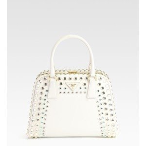 Aum @Prada saffiano vernice studded pyramid bag