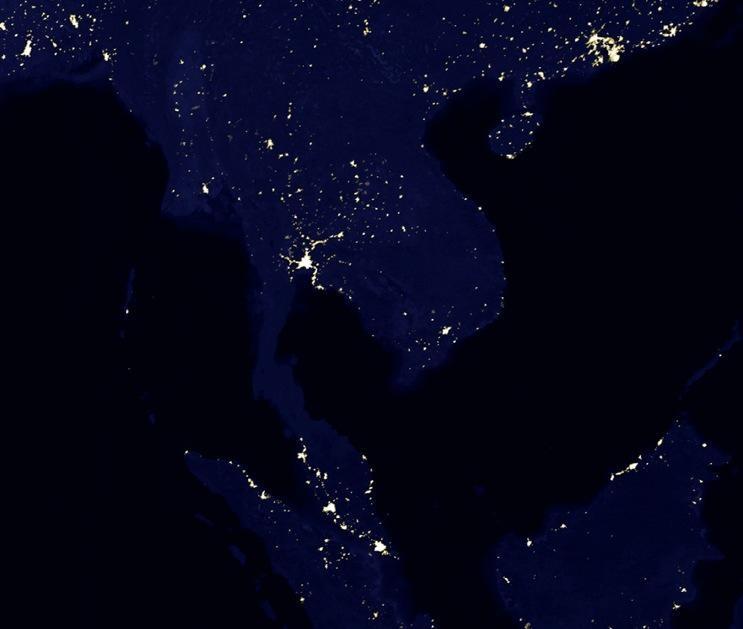 ภาพถ่ายดาวเทียมประเทศไทย ในช่วงที่ไฟฟ้าดับภาคใต้วันนี้ล่าสุด