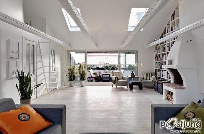 Bright Two Story Attic in Stockholm