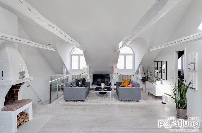 Bright Two Story Attic in Stockholm