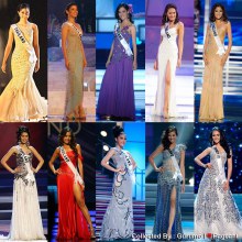 ชุดราตรีหลักของตัวแทนสาวไทยบนเวที Miss Universe 2003 - 2012 จากการออกแบบและตัดเย็บภายใต้แบรนด์จากห้องเสื้อ Amore