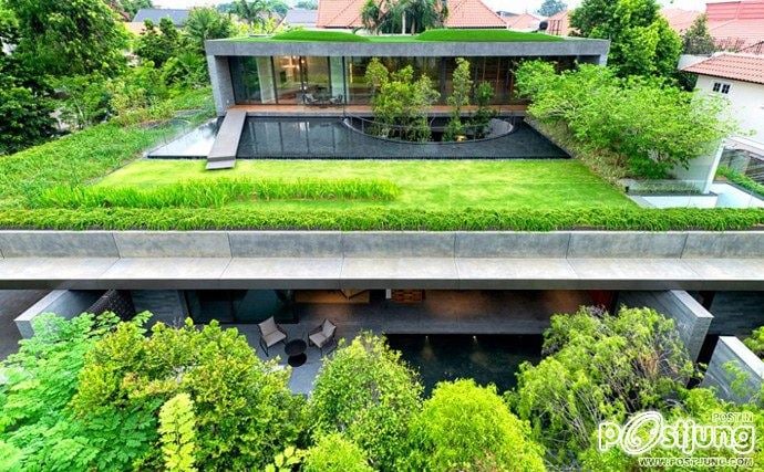 Modern Stone House with Huge Central Courtyard by FARM