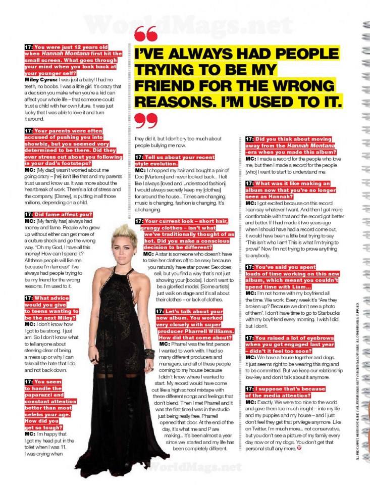 Miley Cyrus @ Seventeen South Africa July 2013