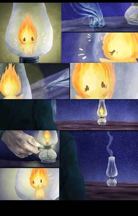 นิทาน a flame and a drop of water (ไฟกับหยดน้ำ)