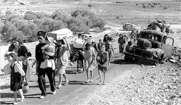 ผู้อพยพชาวอาหรับปาเลสไตน์กำลังออกจากปาเลสไตน์