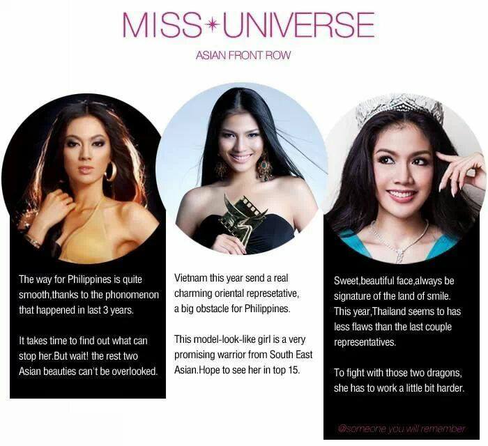 เอาหละสิ!!! กระแสทางกองประกวด Miss Universe 2013 - Asian Front Row PINES-VIETNAM-THAILAND