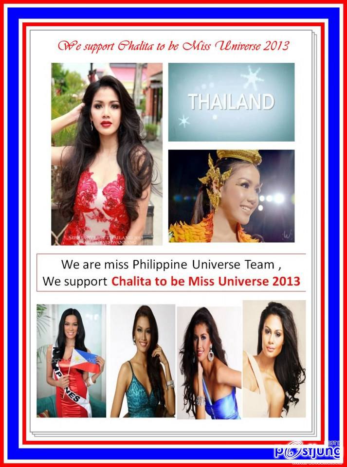 We are miss Philippine Universe Team , We support Chalita to be Miss Universe 2013. I love you.
