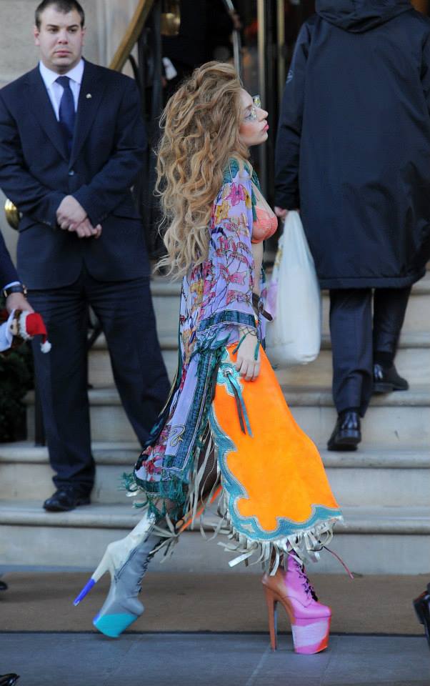 Lady Gaga leaving her hotel in London today (8.12.13)