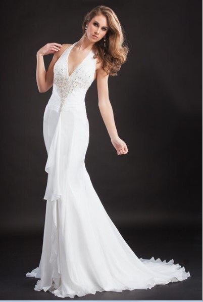 ชุดราตรีสีขาว White Gvening Gowns 4