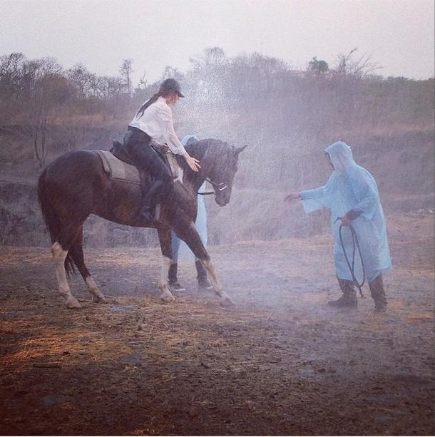 ปอเช่(ม้า)ไม่ชอบน้ำ อุษากับเจ้าของช่วยกันปลอบ