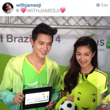 ++ PIC เจมส์จิ + แพนเค้ก แถลงข่าว AIS Let’s Goal Brazil ++