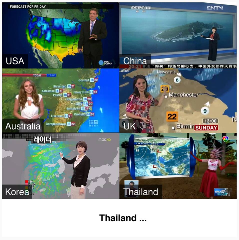ผู้ประกาศข่าวพยากรณ์อากาศทั่วโลกประกาศยอมแพ้ศิโรราบให้กับชาติไทย  (via @nuunueoi)