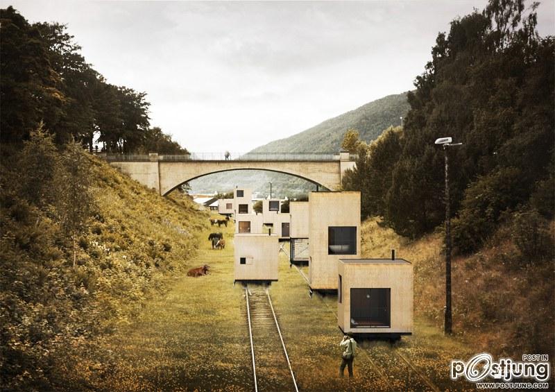 Rolling Modern Hotel on Abandoned Train Tracks