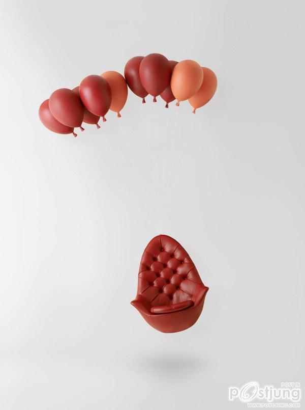 Chair that Looks Like It’s Being Lifted by Balloons