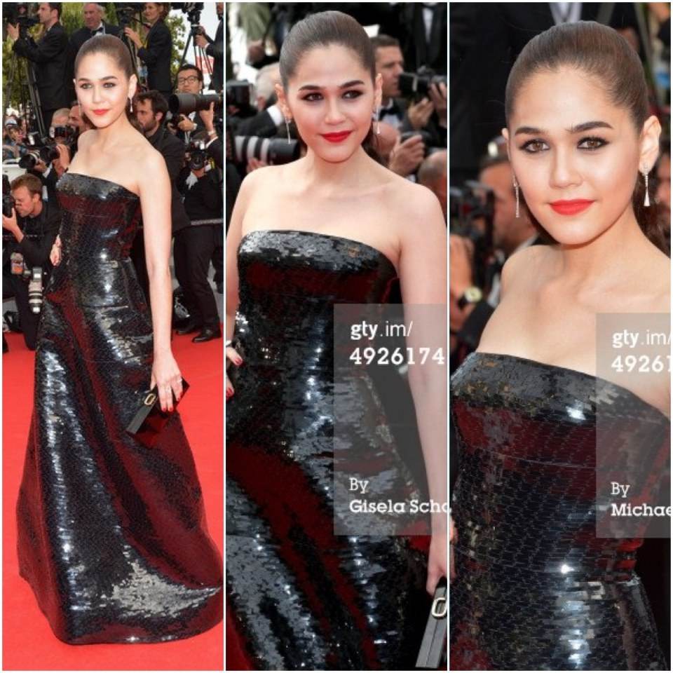 สวยสะพรืงสู้แสงแฟต!! ชมพู่ อารยา อวดโฉมเดินพรมแดงเมืองคานส์ Chompoo Araya  in cannes film festival 2014