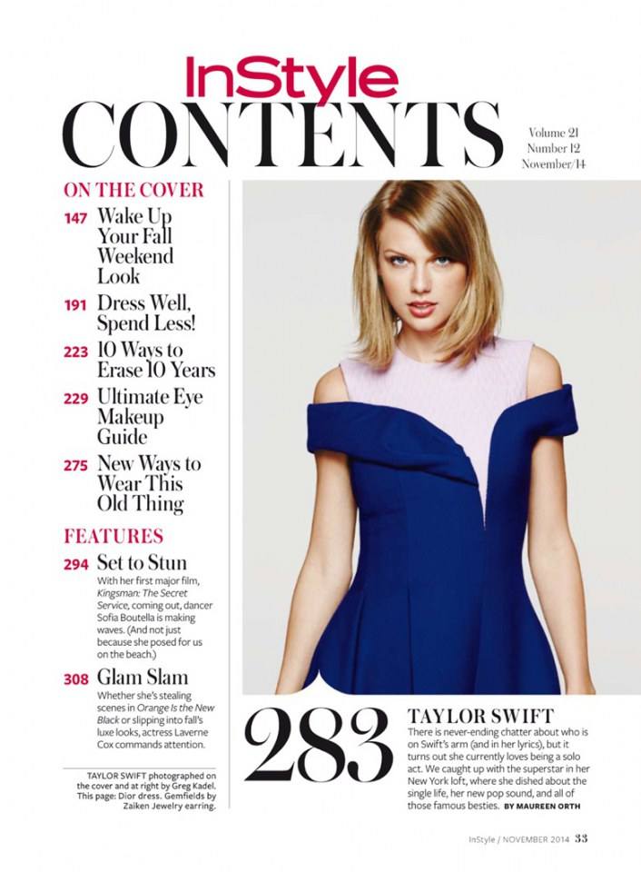 Taylor Swift @ InStyle US November 2014