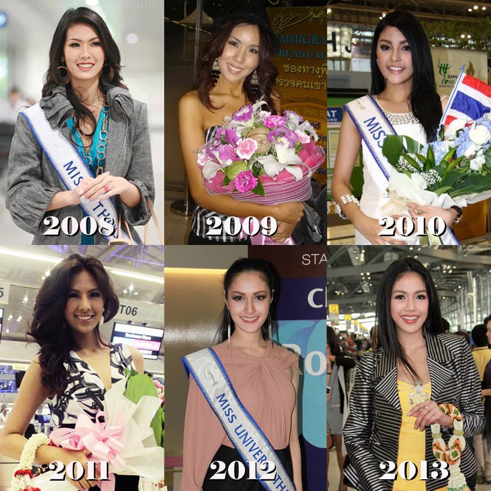 ภาพวันเดินทางของตัวแทนประเทศไทยเข้าร่วมประกวด ‪#‎MissUniverse‬ 2008 - 2013