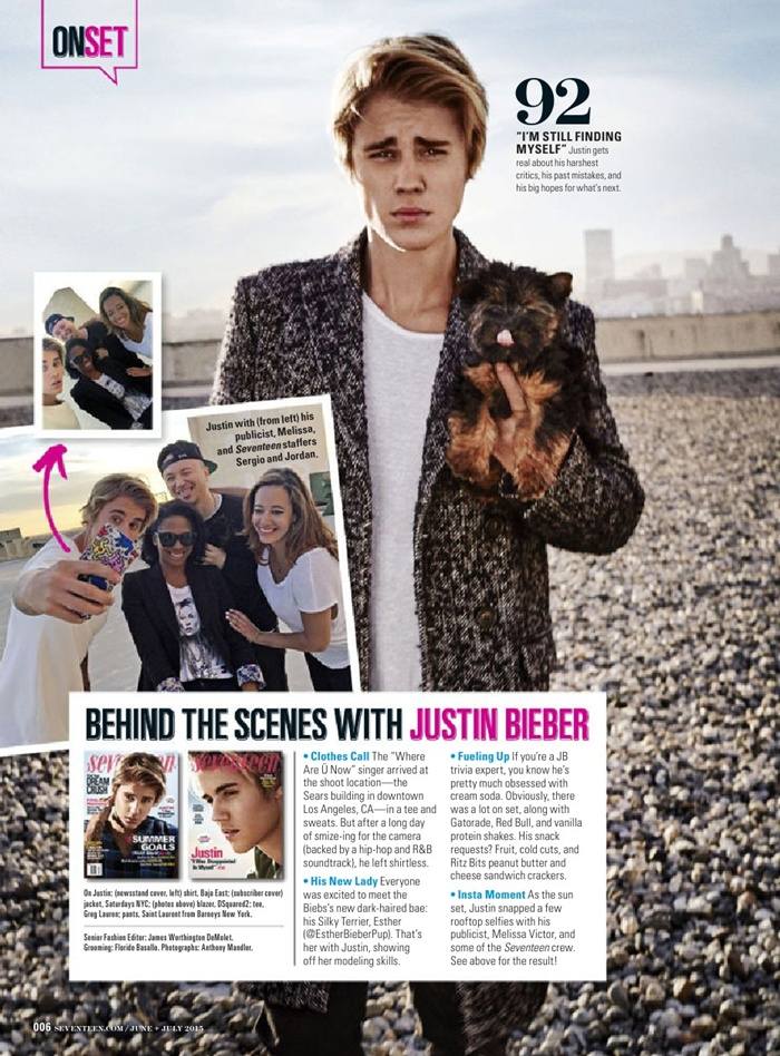 Justin Bieber @ Seventeen Magazine June 2015