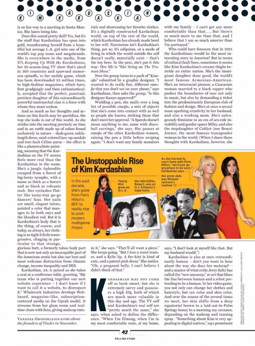 Kim Kardashian @ Rolling Stone Magazine July 2015