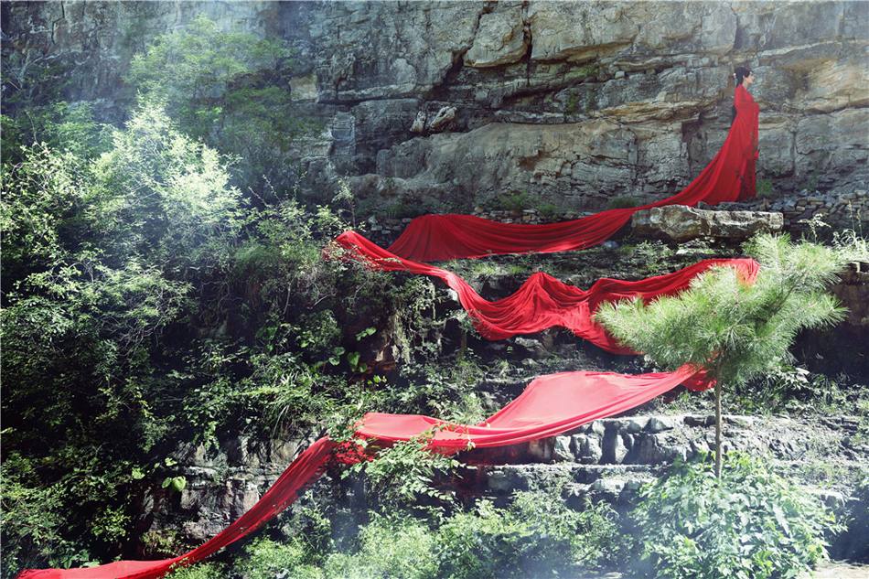 Shi Mei Pai《仙灵传奇》Outdoor photo red silk record-breaking 99 meters