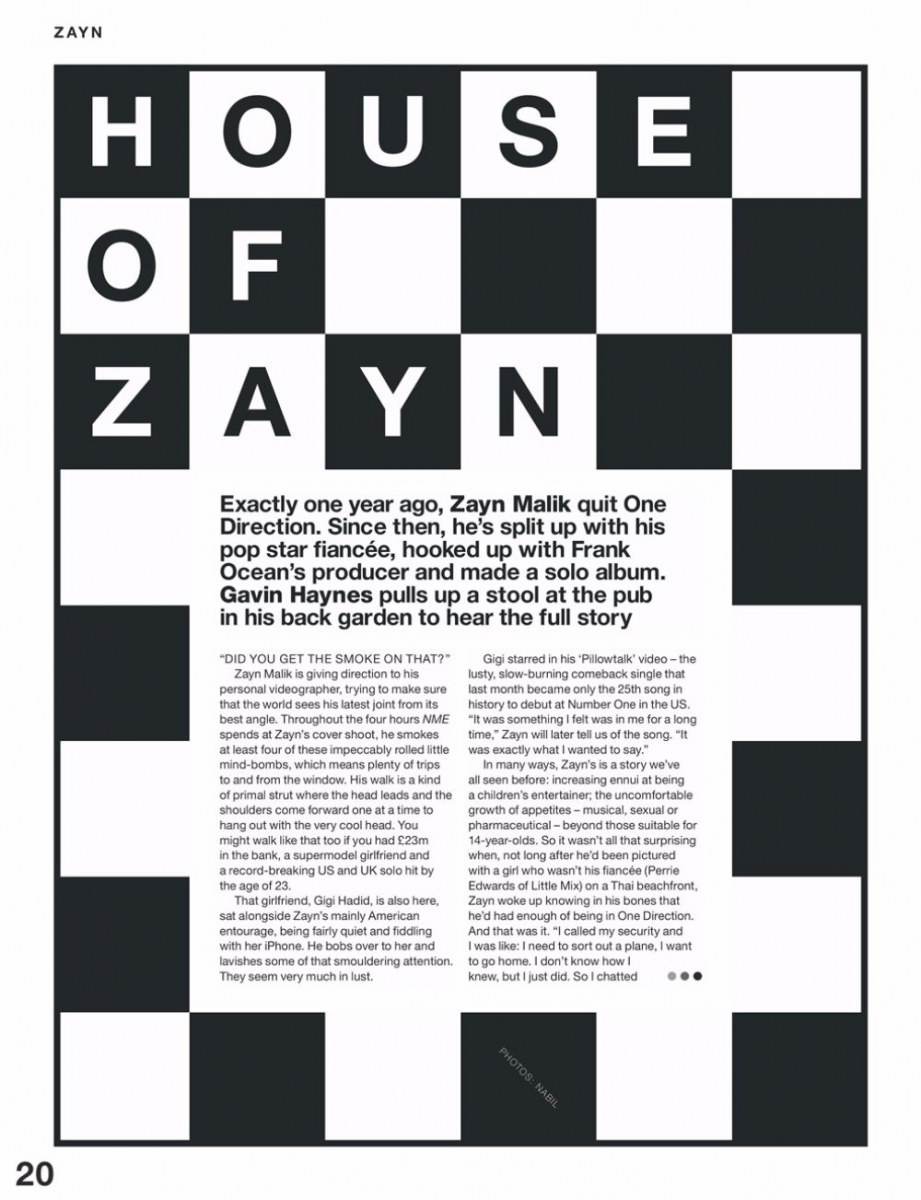 Zayn Malik @ NME Magazine March 2016