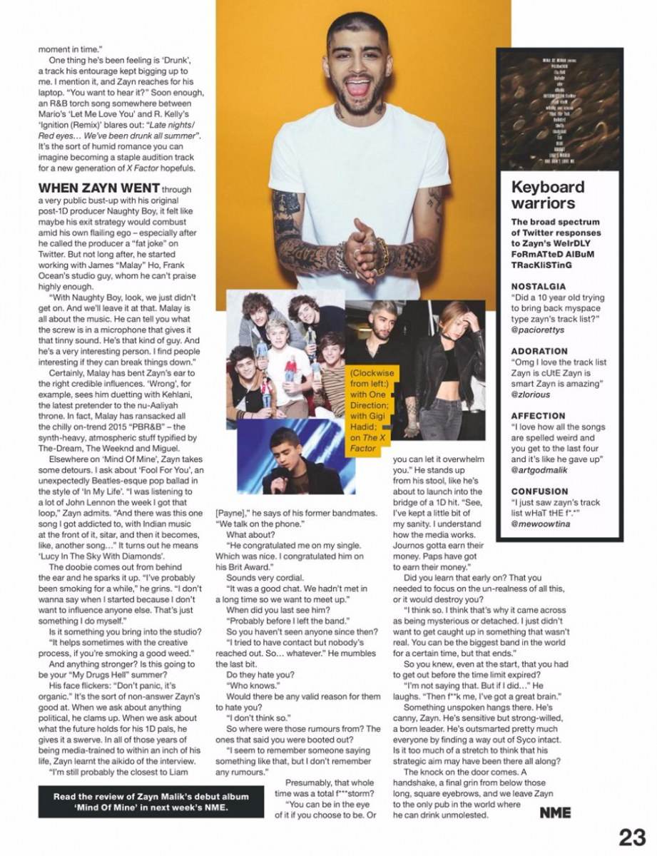 Zayn Malik @ NME Magazine March 2016