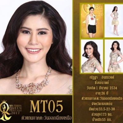 ผู้เข้าประกวดหมายเลข 5 ณัฏฐา อินทรวงศ์ /เดย์ MissTourismQueenThailand2017