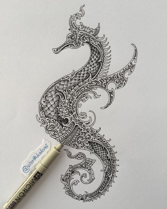ความยิ่งใหญ่ ของศิลปะ ไทย การเขียนภาพสัตว์ในวรรณคดีด้วย ดินสอ โดยNeo-thai tattoo & idea