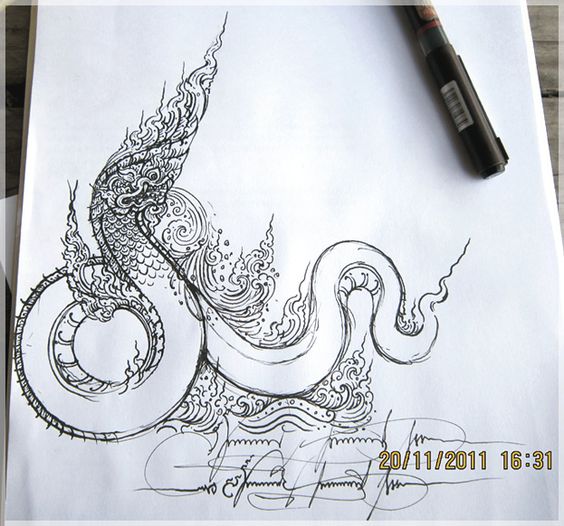 ความยิ่งใหญ่ ของศิลปะ ไทย การเขียนภาพสัตว์ในวรรณคดีด้วย ดินสอ โดยNeo-thai tattoo & idea