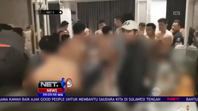 เปลือยล่อนจ้อน (มีคลิป) ตำรวจอินโดฯ บุกทลายปาร์ตี้เกย์มั่วเซ็กส์ยาเสพติด