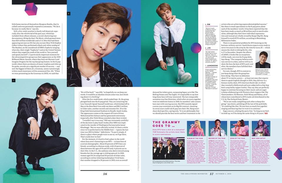 BTS @ The Hollywood Reporter October 2019