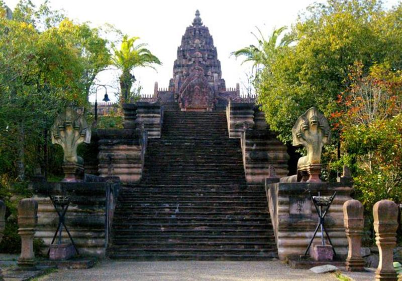 Angkor Dynasty’s Temple  This Angkor dynasty styled temple was built by the hands of Thai master craftsmen after the original ancient temple in Thailand