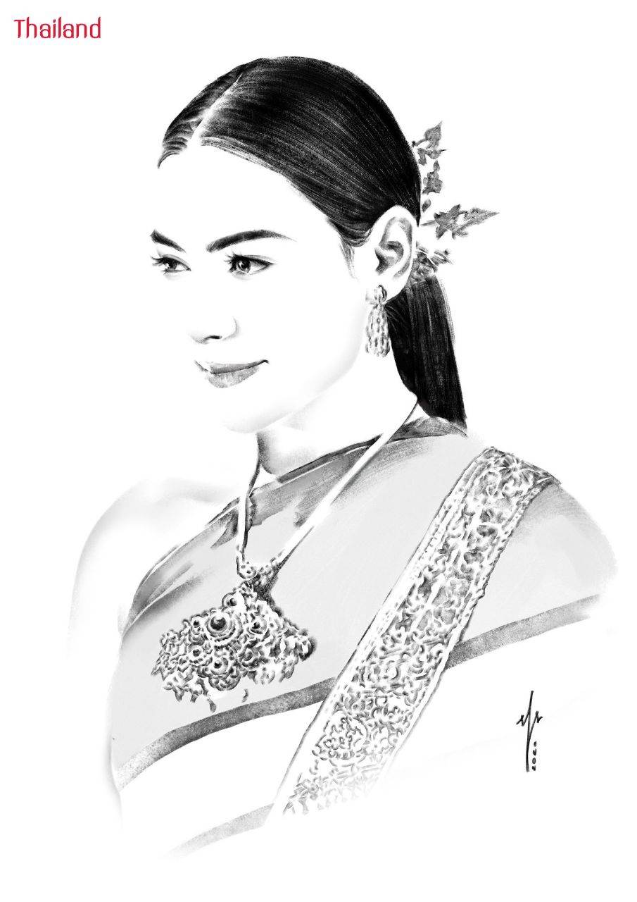 Thai Lady สาวงามในชุดไทย - digital paint | THAILAND 🇹🇭