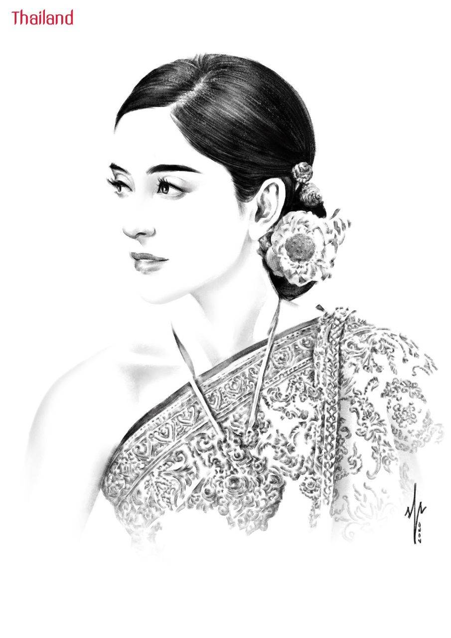 Thai Lady สาวงามในชุดไทย - digital paint | THAILAND 🇹🇭