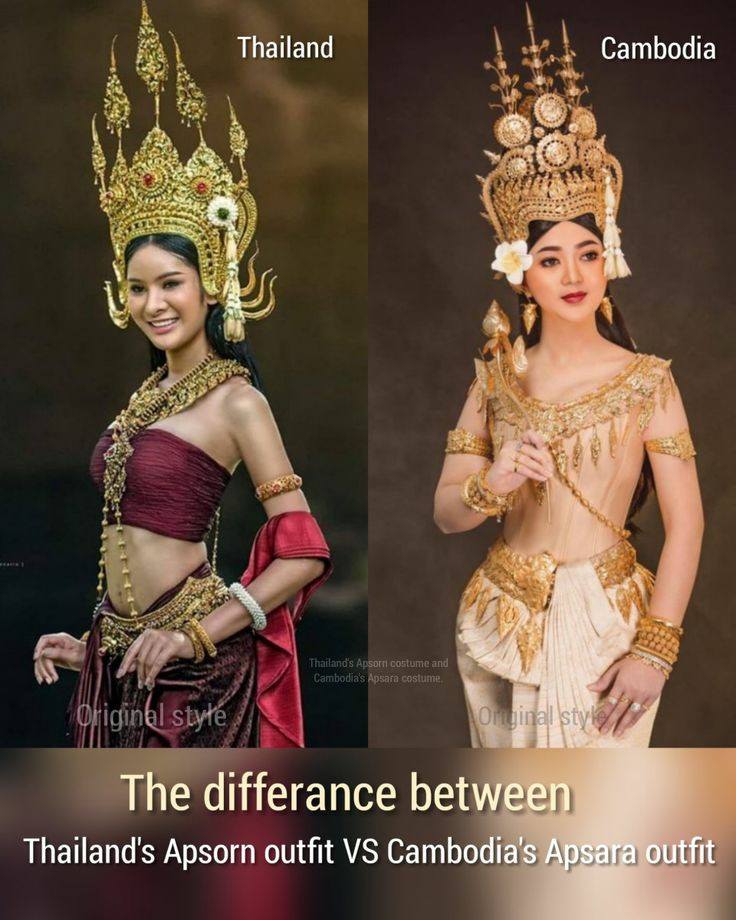 The difference between  Thailand's Apsara costume and Cambodia's Apsara costume.