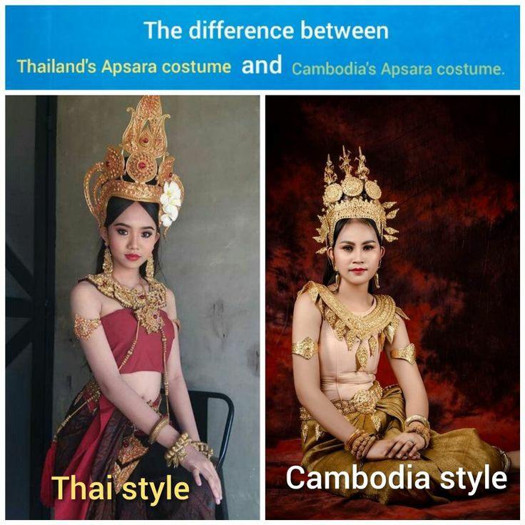 The difference between  Thailand's Apsara costume and Cambodia's Apsara costume.