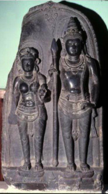 Lord Karthikeya with Goddess Shashthi Photo from the kaumara center of the eastern lodge at Mahasthana in the vanga Kingdom. , Photo by fb.page Temple Connect 05 11 2016.