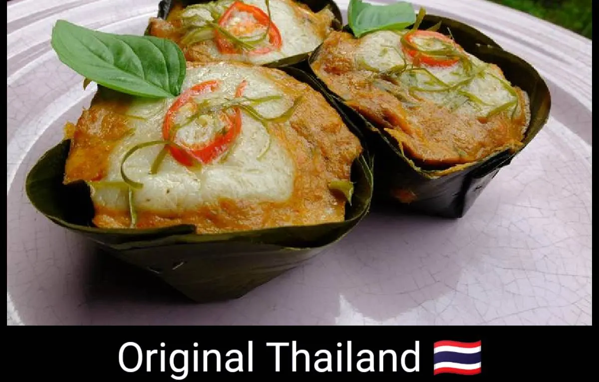 🇹🇭Amok:Thai food:ห่อหมกอาหารไทยโบราณ:Steamed Red Curry Fish (Hor Mok Plaa)