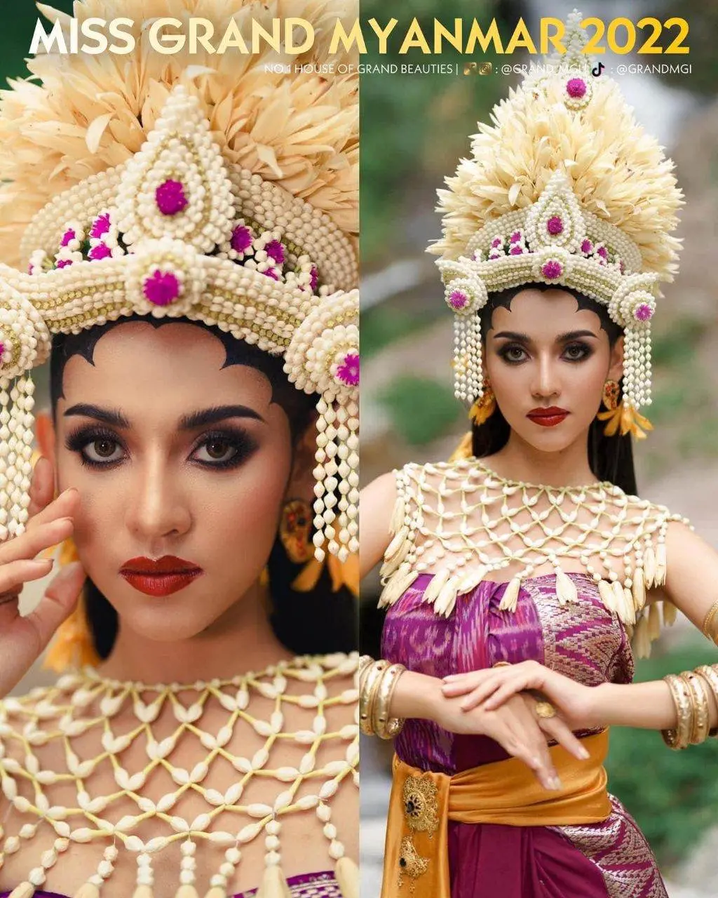 Floral Headdress “ BALI STYLE ” by Miss Grand Myanmar 2022 | THAILAND 🇹🇭