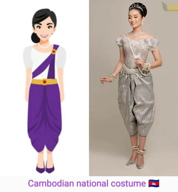 ASEAN national costume.ชุดประจำชาติกัมพูชา ASEAN wedding dress. Asian traditional clothing