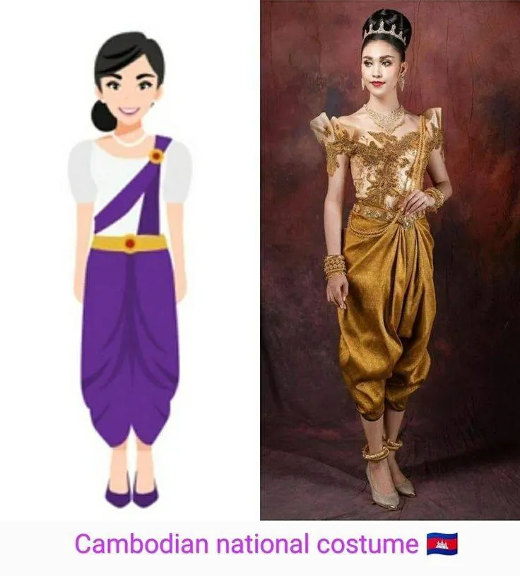 ASEAN national costume.ชุดประจำชาติกัมพูชา ASEAN wedding dress. Asian traditional clothing